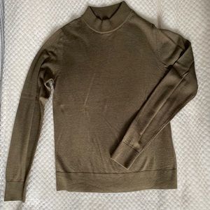 100% Merino Wool Olive Green Mock Neck Top